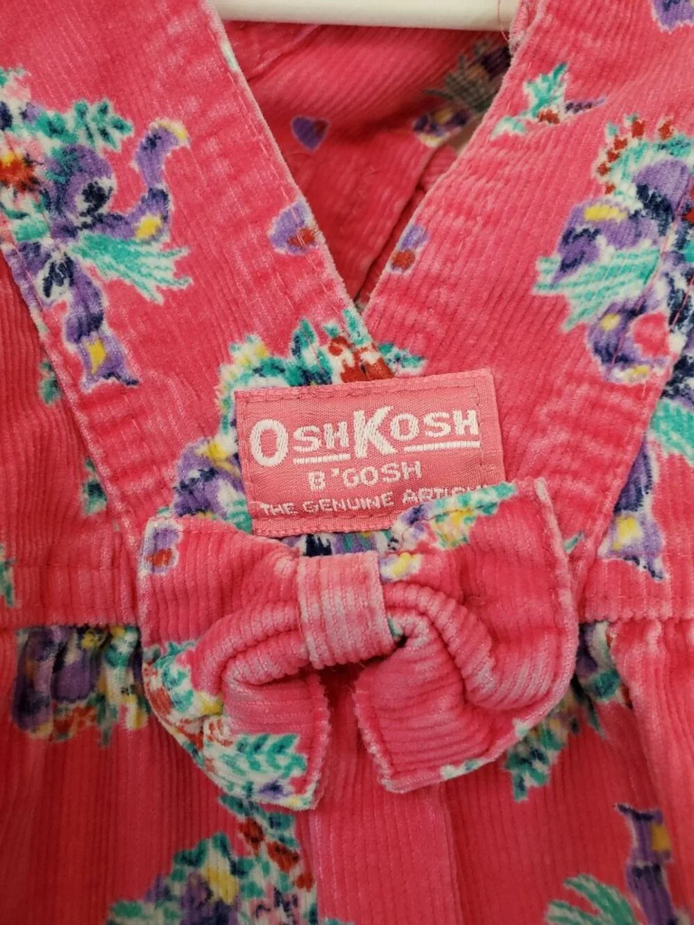 OshKosh B'Gosh vintage 90's pink floral Vestbak overall dress